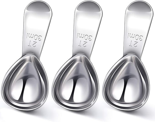 Patelai 3 Pieces Coffee Scoop Tablespoon Measuring Spoons Stainless Steel Coffee Scoops Short Handle Tablespoon for Tea Sugar Kitchen Gifts(30 ml,Silver)
