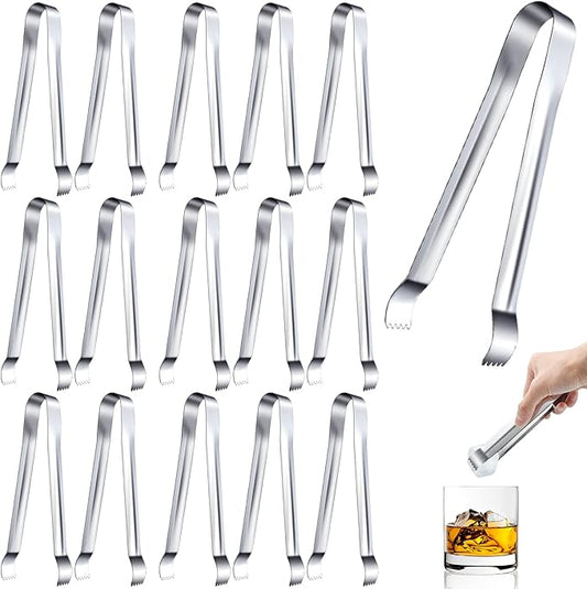 16 Pieces Ice Tongs, 6.5 Inch Ice Tongs for Ice Bucket, Stainless Steel Serving Tongs with Sharp Teeth Make Grabbing Ice Easy, Small Tongs for Serving Food