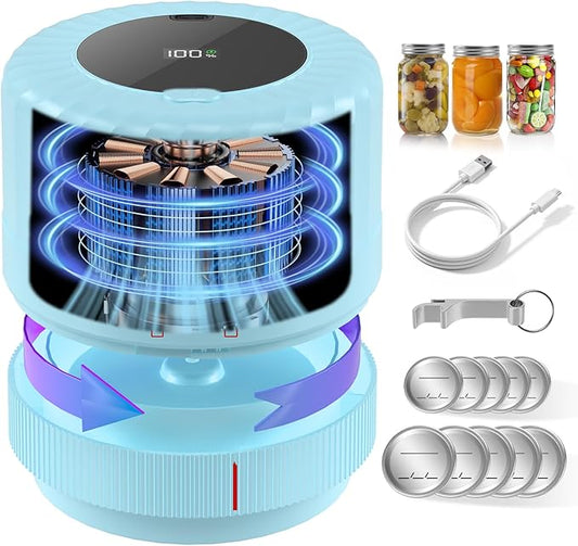 VP06+ Mason Jar Vacuum Sealer, Electric Vacuum Sealer for Jars with Wide and Regular Mouth Mason Lids, Cordless Handheld Jar Vaccum Sealer for Food Storage, Ideal Present for Mom, Wife, BLUE
