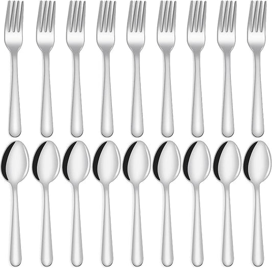 Unokit 36-Piece Spoons and Forks Set Silverware Set - Forks and Spoons Food Grade Stainless Steel Silverware for Home, Kitchen and Restaurant, 18-Fork and 18-Spoon, Mirror Polished & Dishwasher Safe