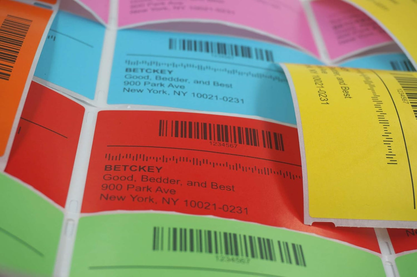 BETCKEY - 2.5" x 1" Multipurpose & Barcode Labels Compatible with Zebra & Rollo Label Printer,Premium Adhesive & Perforated[Red, 6 Rolls, 8280 Labels]