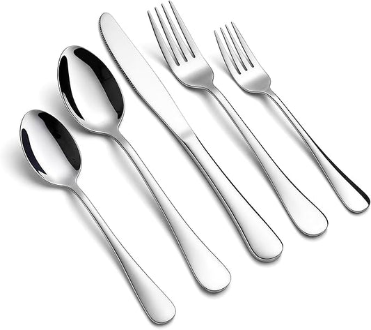 LIANYU 30 Piece Flatware Silverware Set for 6, Stainless Steel Cutlery Eating Utensils, Mirror Finished, Dishwasher Safe