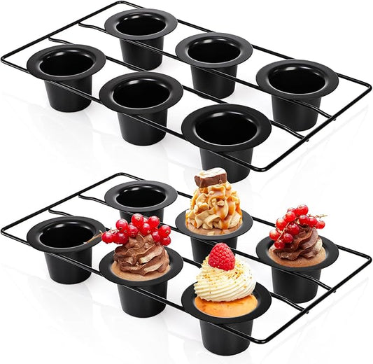2 Pack Popover Pans, 12 Cups Nonstick Muffin Cupcake Pan, Carbon Steel Round Cheesecake Tin Bakeware Mould for Oven Baking, Muffins, Quiches, Pudding Cakes