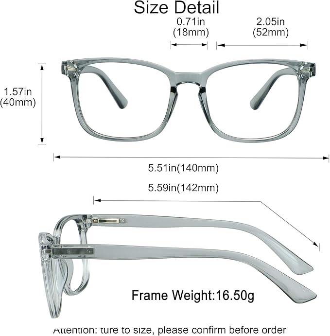 YEIN Bifocal Reading Glasses with Blue Light Blocking Lenses, Bifocal Reader for Women and Men, Vintage Square frame with Spring Hinge (+0.00/+1.00 magnification)