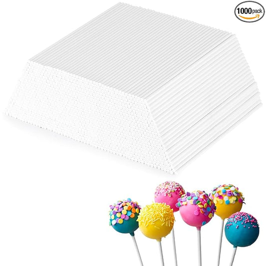 1000Pcs 6 Inch White Paper Lollipop Sticks, Paper Sucker Sticks, Cake Pop Stick for Cake Toppers, Chocolate,Cookie,Rainbow Candy