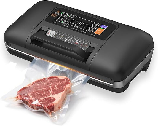Newise 85Kpa Vacuum Sealer Machine - Kitchen Gifts, 10-in-1 Full Automatic Food Saver with Easy-Lock Handle, Built-in Cutter & Roll Storage for Dry/Moist Foods, Includes Bags & External Hose