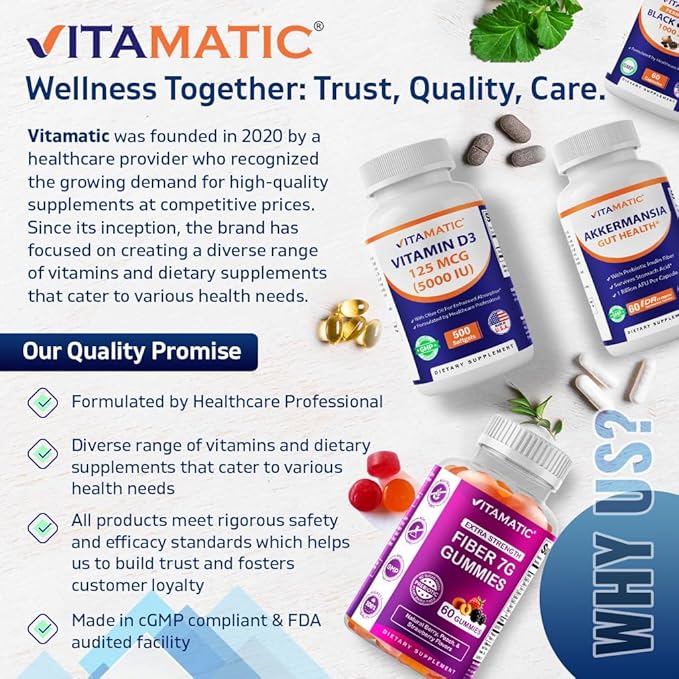 Vitamatic Folic Acid 5mg (5000 mcg) – 120 Vegetarian Tablets High Potency Vitamin B9 (Folate) for Cellular Health, Heart Support & Prenatal Care