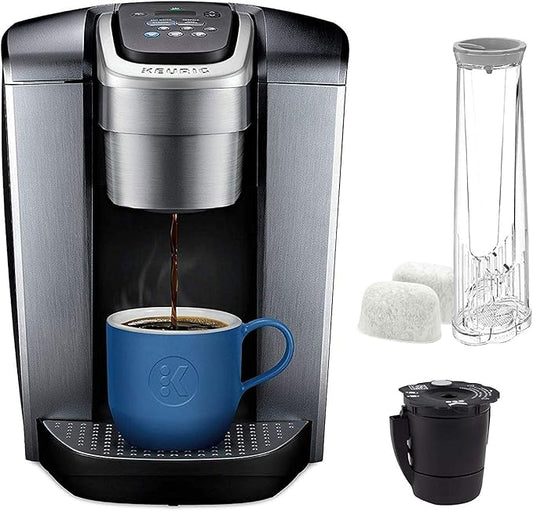Keurig C K-Elite Maker, Single Serve K-Cup Pod Brewer, with Iced Coffee Capability, Extra Included, 75oz, Brushed Silver Plus Filter Bundle