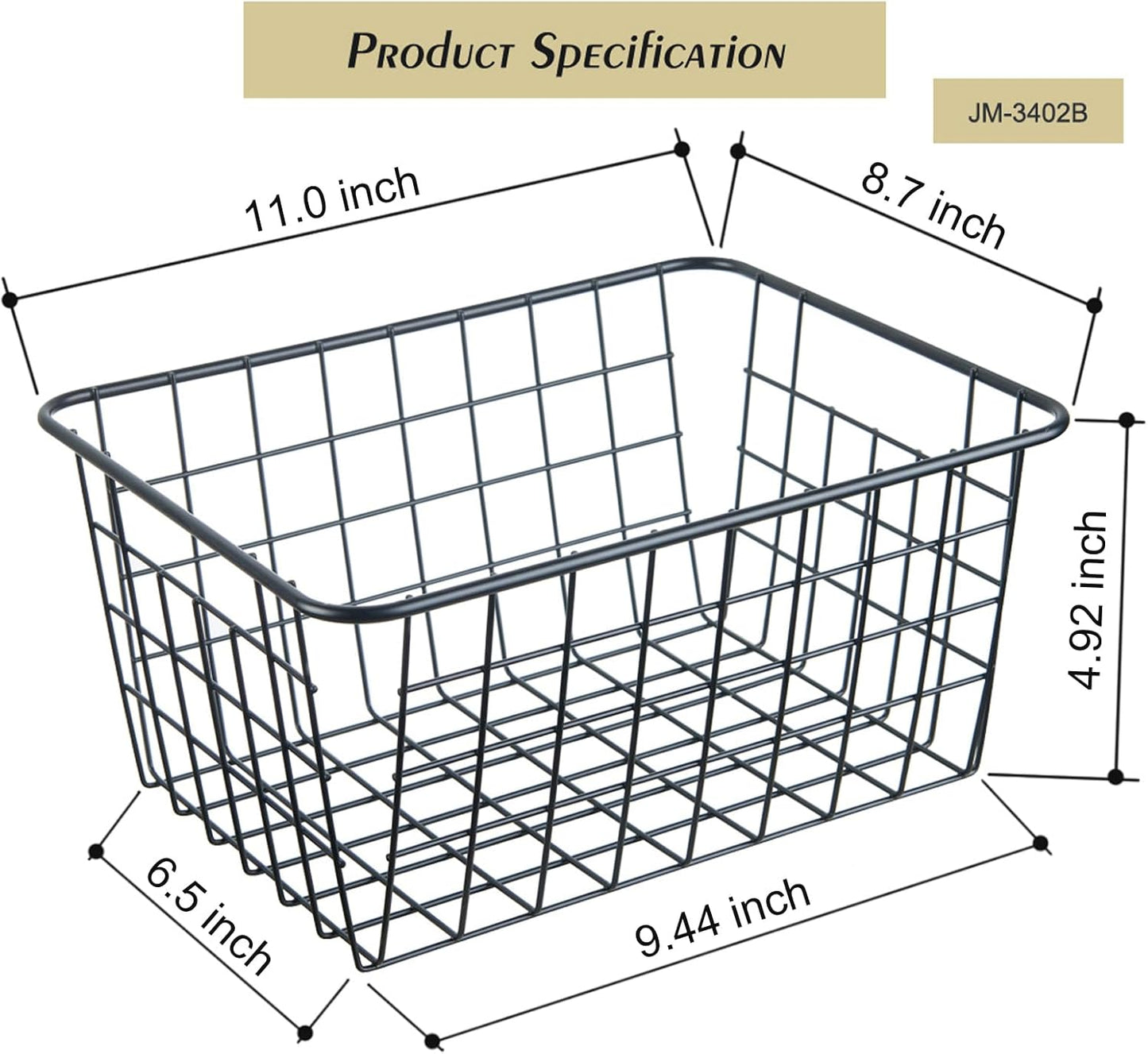 Wire Kitchen Storage Basket 4 Packs,Perfect Pantry Organization Accessories Basket,Laundry Basket,Countertop Organization, Suitable for Kitchen,Bathroom,Bedroom,Tabletop,Stackable,Bronze