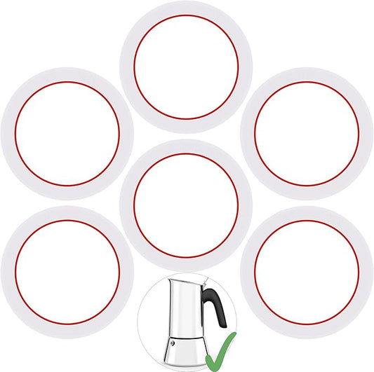 [UPGRADED] Sealing Gasket for Bialetti New Venus Induction 10 Cups (15.5Oz 460ML) Stovetop Espresso Maker-6 PCS Silicone Seal Ring for Venus Kitty Musa Class Stainless Steel Stovetop Coffee Maker Pot