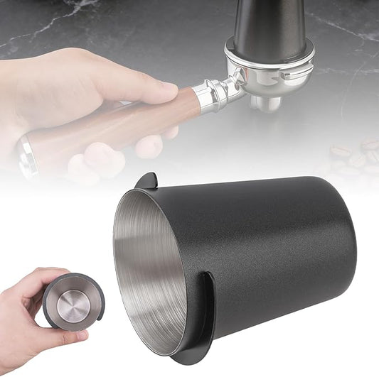 Coffee Dosing Cup 58mm, Stainless Steel Espresso coffee Dosing Cup, Coffee Powder Feeder Part coffee Grinder Powder cup Compatible (1, Black, 58mm)