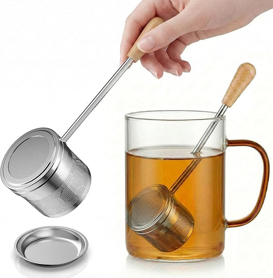 HOUSE AGAIN Tea Infuser for Loose Tea, 2-in-1 Tea Scoop Infuser Extra Fine Mesh Tea Strainers for Loose Tea, 304 Stainless Steel Loose Leaf Steeper, Ball Filter with Handle for Spices, L