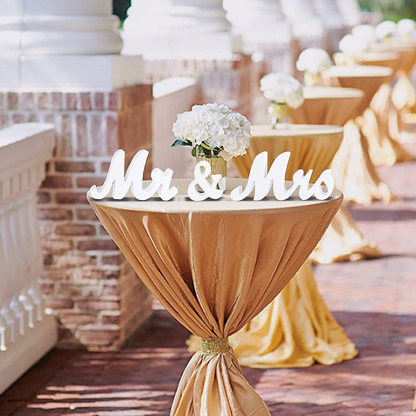 VIOPVERY Mr and Mrs Sign for Wedding Table,Large White Mr and Mrs Sign,Wooden Letters,Mr & Miss Sign with Just Married Banner Wedding Decorations for Anniversary