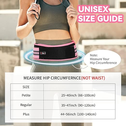 Sacroiliac SI Joint Hip Belt for Women Men-Alleviate Sciatica|Pelvic|Back|Lower Back Support, Pelvic Support Belt, Adjustable Sciatica Lumbar Pain Relief, Trochanter Belt(Pink,L,Hip Size 43‘’-56‘’)