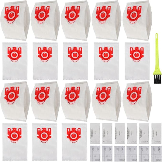 18 Packs 3D Airclean FJM Vacuum Bags Replacement for Miele Compact C1 Vacuum Type FJM,Compact C1,Compact C2,S6000-S6999,S4000-S4999,S700,S500-S578 with 6 Motor Protection Filters,6 AirClean Filter