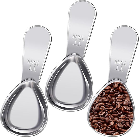 3 Pcs Coffee Scoop,1 Tbsp Stainless Steel Measuring Spoon,Tablespoon,Short Handle,Laser Engraved Mark,Drop Resistant,Spoons for Tea,Sugar,Flour or Coffe