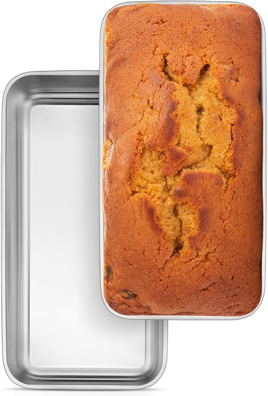 Leonyo 2 Pack Loaf Pans for Baking Bread, 9x5IN Stainless Steel Loaf Pans for Homemade Bread, Meatloaf, Bananas, Brownies, Lasagnas, Dishwasher Oven Safe