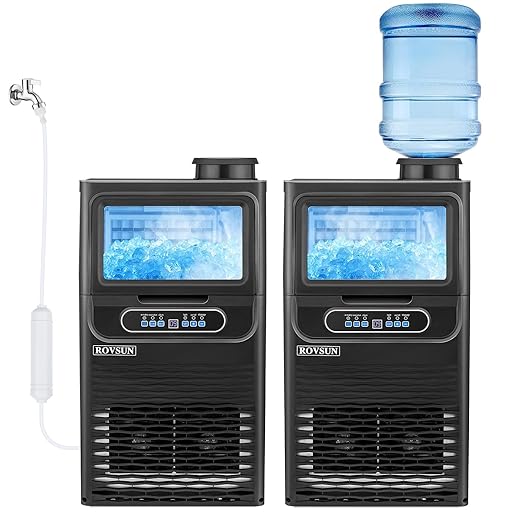 ROVSUN Commercial Ice Maker 70LBS/24H with 2 Water Inlets, Stainless Steel Ice Machine Countertop & Freestanding for Restaurant Bar with 11lbs Storage Bin, Ice Scoop, Drain Pipe & Water Filter