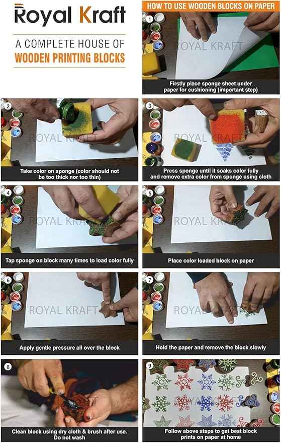 Royal Kraft Assorted Wooden Block Printing Stamps (Set of 25) Bulk01_25