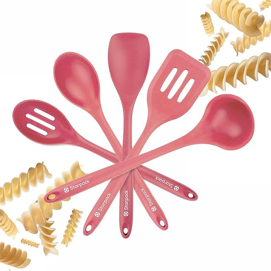 Starpack 'Stir & Serve' Silicone Cooking Utensils Set (5 Pcs) 10.5" - Kitchen Utensils Set Heat Resistant to 600°F - Kitchen Utensils for Nonstick Cookware - Silicone Utensil Set for Mixing & Cooking