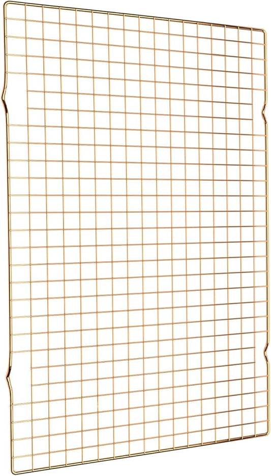 BRIOUT Cooling Rack for Baking, 16x10 Inches Baking Rack, Thick Wire Cookie Rack for Cooking, Roasting, Grilling, Drying, Oven Safe, Fits Half Sheet Pan, Gold