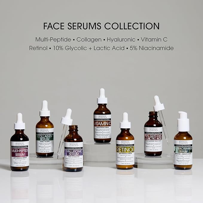 Advanced Clinicals Collagen Facial Serum + Turmeric Oil Face Serum Skin Care Set, Skin Plumping Anti Aging Serums For Face Help Brighten Skin Complexion, Fight Fine Lines, & Wrinkles, 2-Pack Bundle
