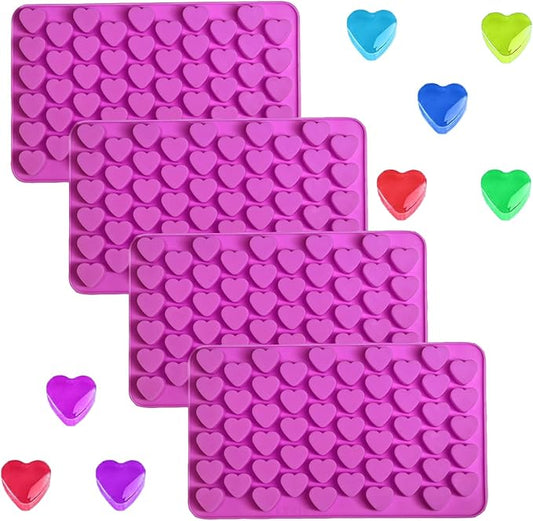Gummy Candy Molds - 4Pcs Silicone Gummy Hearts Mold, Non-stick and Bpa Free for Mini Candy Chocolate Gummies Baking