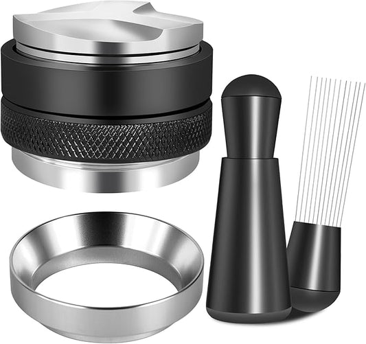 Reoszeank 58mm Espresso Accessories Kit, Coffee Distributor and Tamper Leveler, WDT Tool and Dosing Funnel Set Fits 58 mm Espresso Machines and Portafilters
