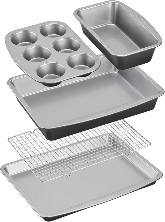 Cuisinart, 5-Piece Stackable Ceramic Nonstick Bakeware Set, MBT-5