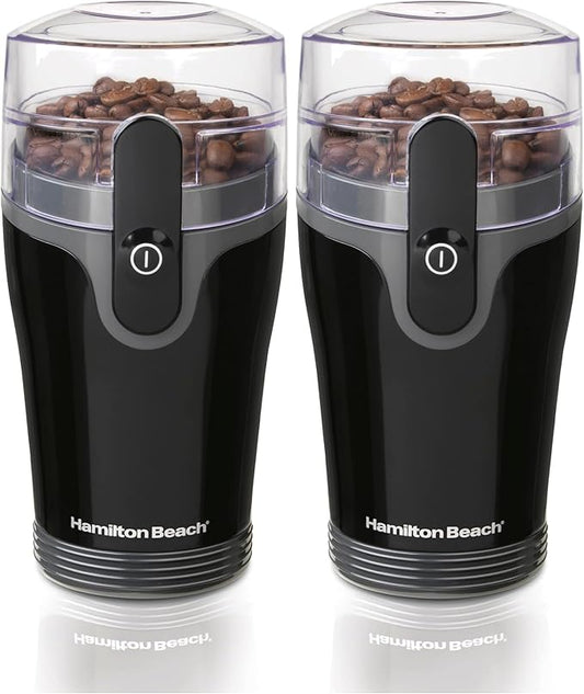 Hamilton Beach Fresh Grind Electric Coffee Grinder for Beans,Spices and More,Stainless Steel Blades,Removable Chamber,Makes up to 12 Cups,Black,(Pack of 2)