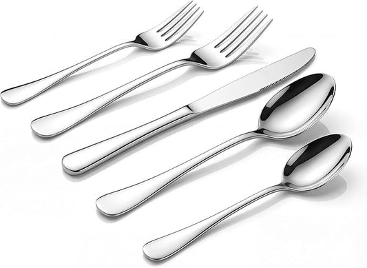 LIANYU Silverware Flatware Set for 8, 40 Piece Stainless Steel Flatware Utensils Set, Mirror Polished Cutlery Set Include Spoons Forks and Knives, Metal Tableware Set for Home Kitchen, Dishwasher Safe