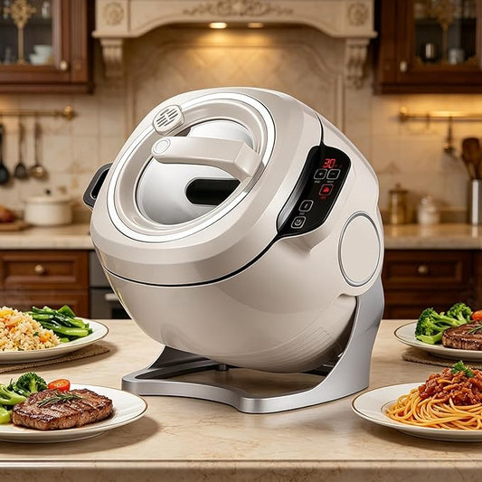 Hands-Free Auto Stir Fry Machine – 2000W Electric Wok with 360° Surround Heating, 3-Level Tiltable Pot, Smart Start & Multiple Cooking Modes for Stir-Fry, Rice, Soup, Braise