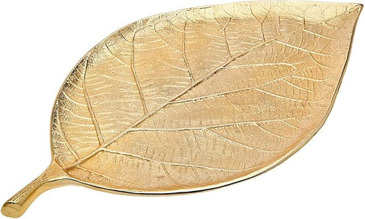Godinger Gold Leaf Decorative Serving Tray for Appetizers, Desserts, Hors D'vour Dish - Medium