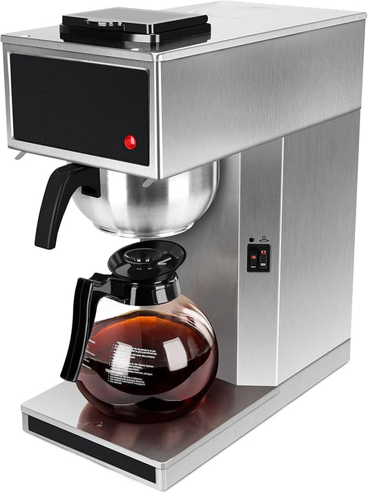YUANHAO Commercial Coffee Maker 12-Cup with Dual Warmers, Pourover Stainless Steel Coffee Brewer Machine-120V, Compact Drip Coffee Maker for Office, Church, Break Room, Event Use