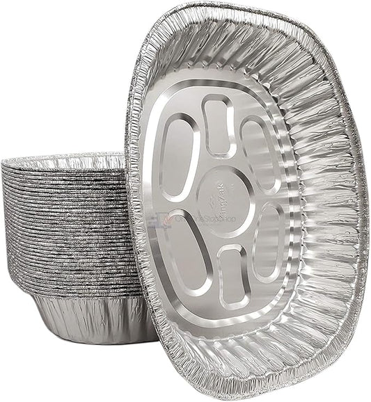 Disposable Oval Roasting Pan - Durable Turkey Roaster Pans Extra Large, Heavy-Duty Aluminum Foil, Deep, Oval Shape for Chicken, Meat, Brisket, Roasting, Baking, Recyclable (20)