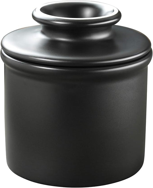 Butter Bell - The Original Butter Bell Crock by L. Tremain, a Countertop French Ceramic Butter Dish Keeper for Spreadable Butter, French Ceramic Butter Dish Keeper, Specialty (Matte Black)