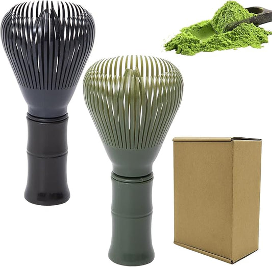 Resin Matcha Whisk Traditional Japanese Chasen Matcha Tea Whisk Gifts for Tea Lovers Reusable Plastic Matcha Whisk for Authentic Tea Preparation (Black+Green)