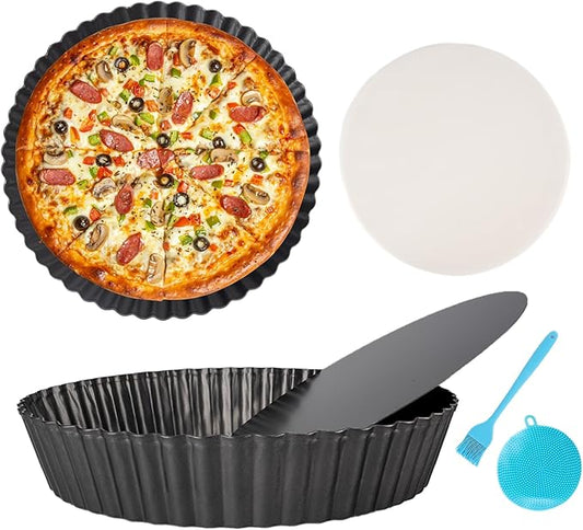 2 Pack 10 Inch Pie Pan with Removable Bottom – Deep Dish Quiche Tart Pan, Nonstick Fluted Pie Dish for Baking Apple Pot Pies, Cheesecake & Desserts, Suitable for baking enthusiasts