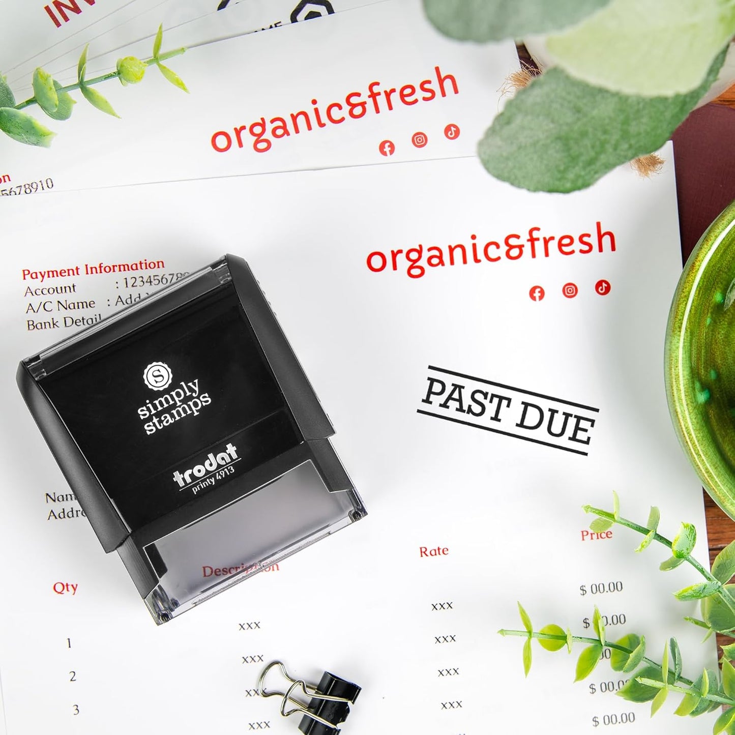 Past Due Office Stamp | 4 Different Sizes | 20 Designs | Multiple Color Options | Perfect for Quick Validation of Office Documents (Past Due, Large)