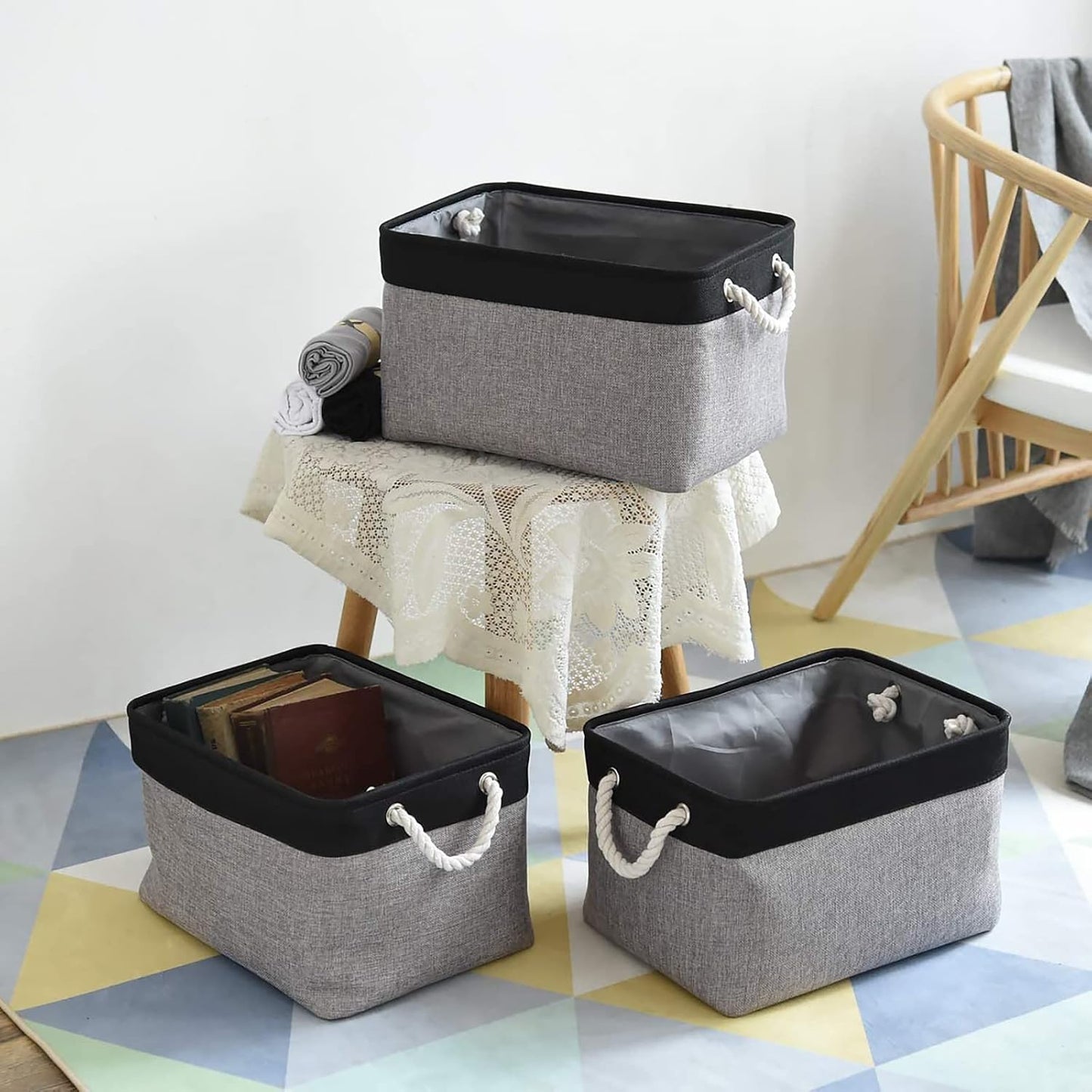 Storage Bins, Storage Cubes Storage Containers for Organizing with Handles for Organizer Bins (15.7 x 11.8 x 8.2 inches)