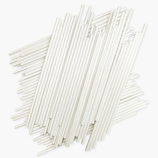 200 Count 6 INCH White Paper Lollipop and Cake Pop Sticks,Sucker Sticks for Cookies,Rainbow Candy,Chocolate,Cake Topper(Dia 4mm)