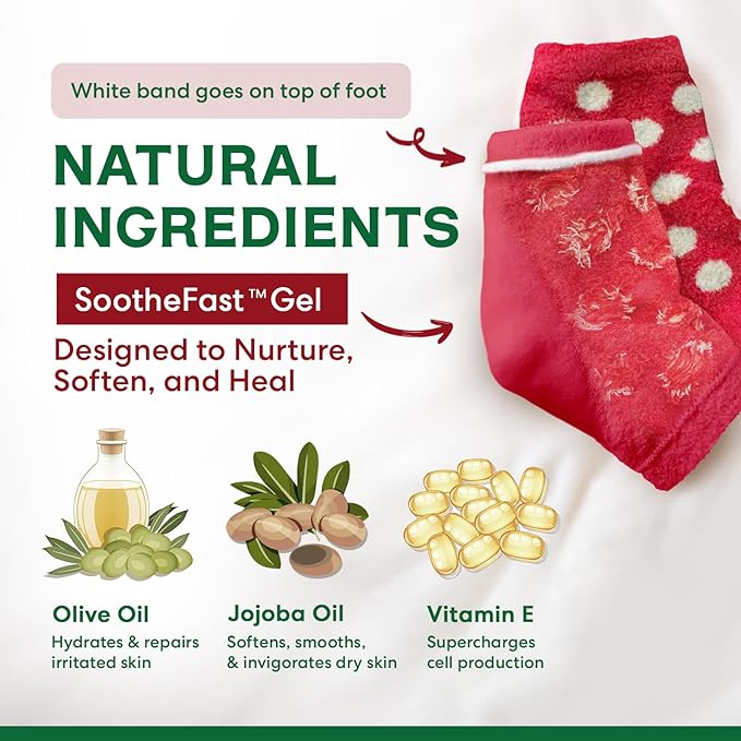 Dr. Frederick's Holiday Fuzzy Heel Socks - 3 Pairs - Christmas Self-Care Gift - Cozy Gel-Lined Sleep Socks - Spa Pampering Gift Set - Soothe Dry, Cracked Feet Overnight - Holiday Special Editions