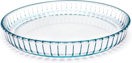 Pie Plate 10.5 Inch, Oven Glass Pie Pan for Baking Pie Crust, Pie Dish with Rippled Edge, Clear Baking Pan