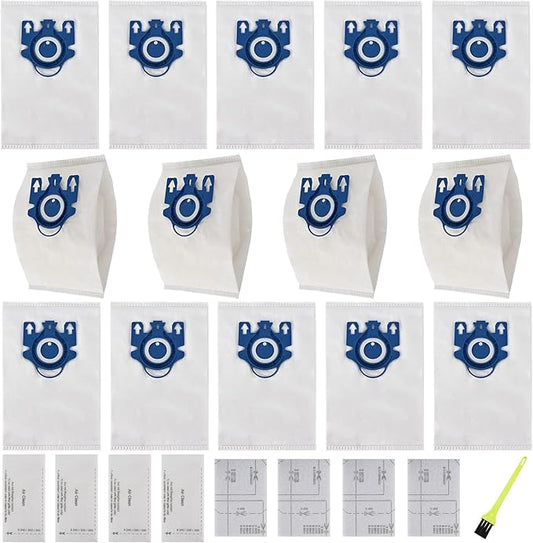 14 Packs 3D Airclean GN Vacuum Cleaner Bags Replacement for Miele Classic C1, Complete C1,Complete C2,Complete C3 S227 S240 S270 S400 S2 S5 S8 Series with 4 Motor Protection Filters,4 AirClean Filters