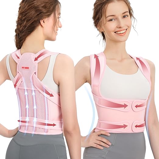 Fit Geno Back Brace Posture Corrector for Women: Shoulder Straightener Adjustable Full Back Support Upper and Lower Back Pain Relief - Scoliosis Hunchback Hump Thoracic Spine Corrector Small