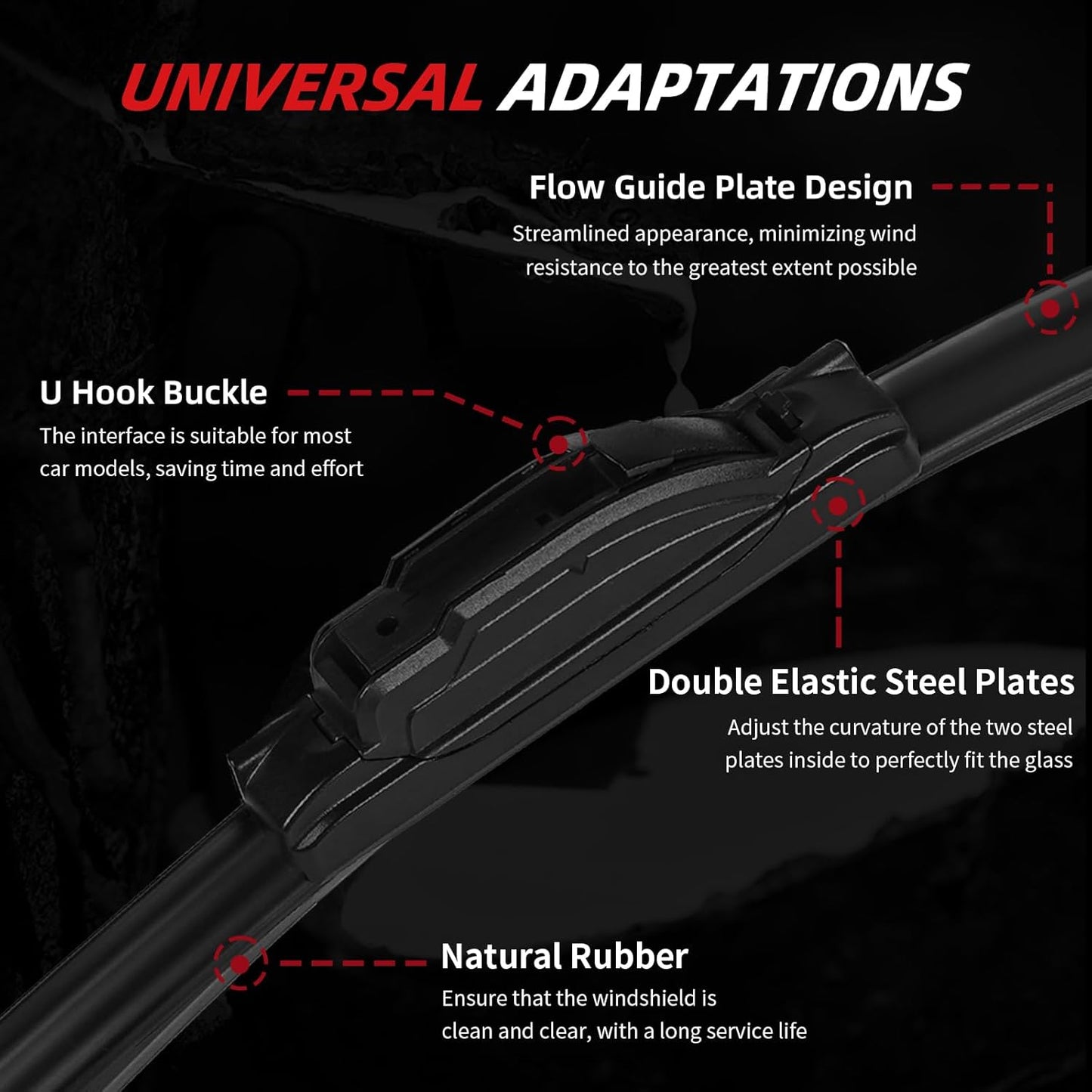 OTUAYAUTO Premium Windshield Wiper Blades - Replacement for Mazda CX-5 CX5 2013-2016 - Precision Fit, All-Weather Performance, Front and Rear Wiper Blades, J/U Hook - 24"+18"+14" (Pack of 3)