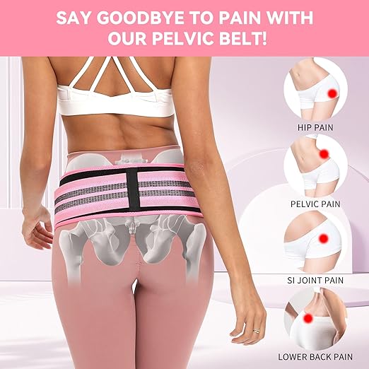 Sacroiliac SI Joint Hip Belt for Women Men-Alleviate Sciatica|Pelvic|Back|Lower Back Support, Pelvic Support Belt, Adjustable Sciatica Lumbar Pain Relief, Trochanter Belt(Pink,L,Hip Size 43‘’-56‘’)