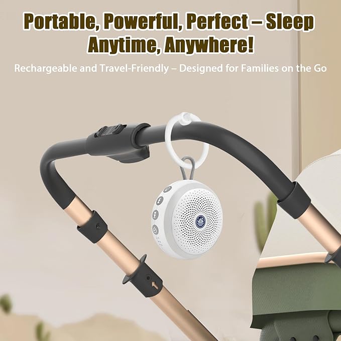 Mini White Noise Machine for Travel – 20 Calming Sounds, Rechargeable, Lightweight with Clip – Sleep Sound Machine for Adults, Kids & On-The-Go Use