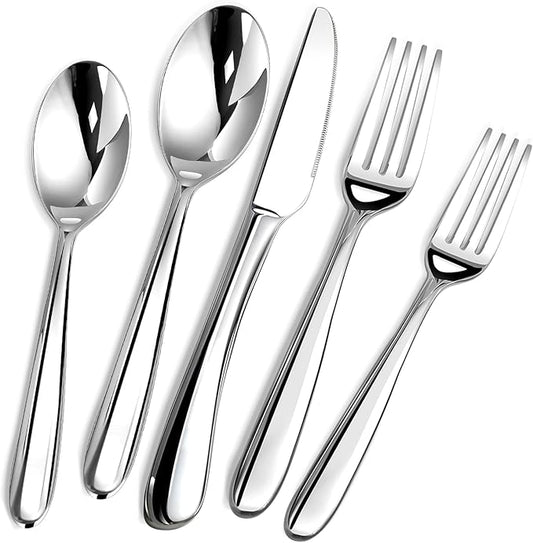 STILLOYE Heavy Duty Silverware Set for 12, 60 Piece Premium Stainless Steel Flatware Utensils Cutlery Set Including Steak Knife Fork and Spoon, Dishwasher Safe, Gift Package for Wedding Housewarming