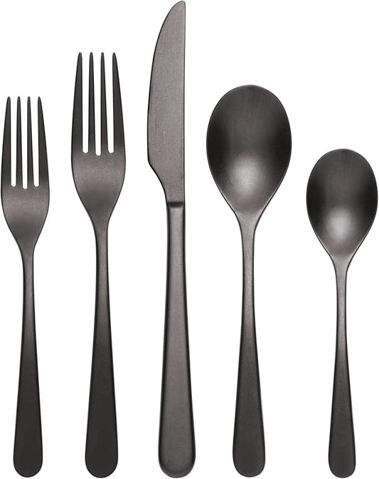 Oneida 894805 Kenbrook Black Tumbled 20 Piece Everyday Flatware Set, Service For 4